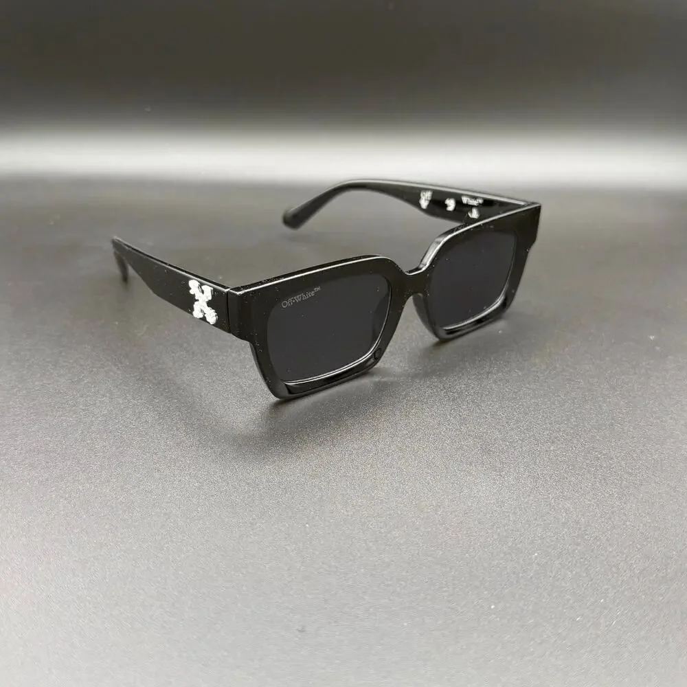 Off-White Black Square Sunglasses White Arrow Logo Unisex w/ Box Case Cloth